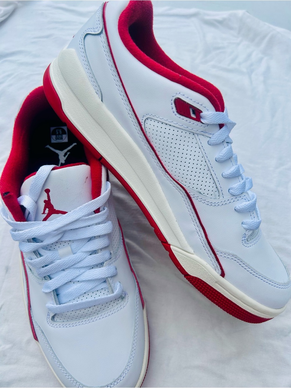 Jordan Men’s White and Red Athletic Shoes 9.5